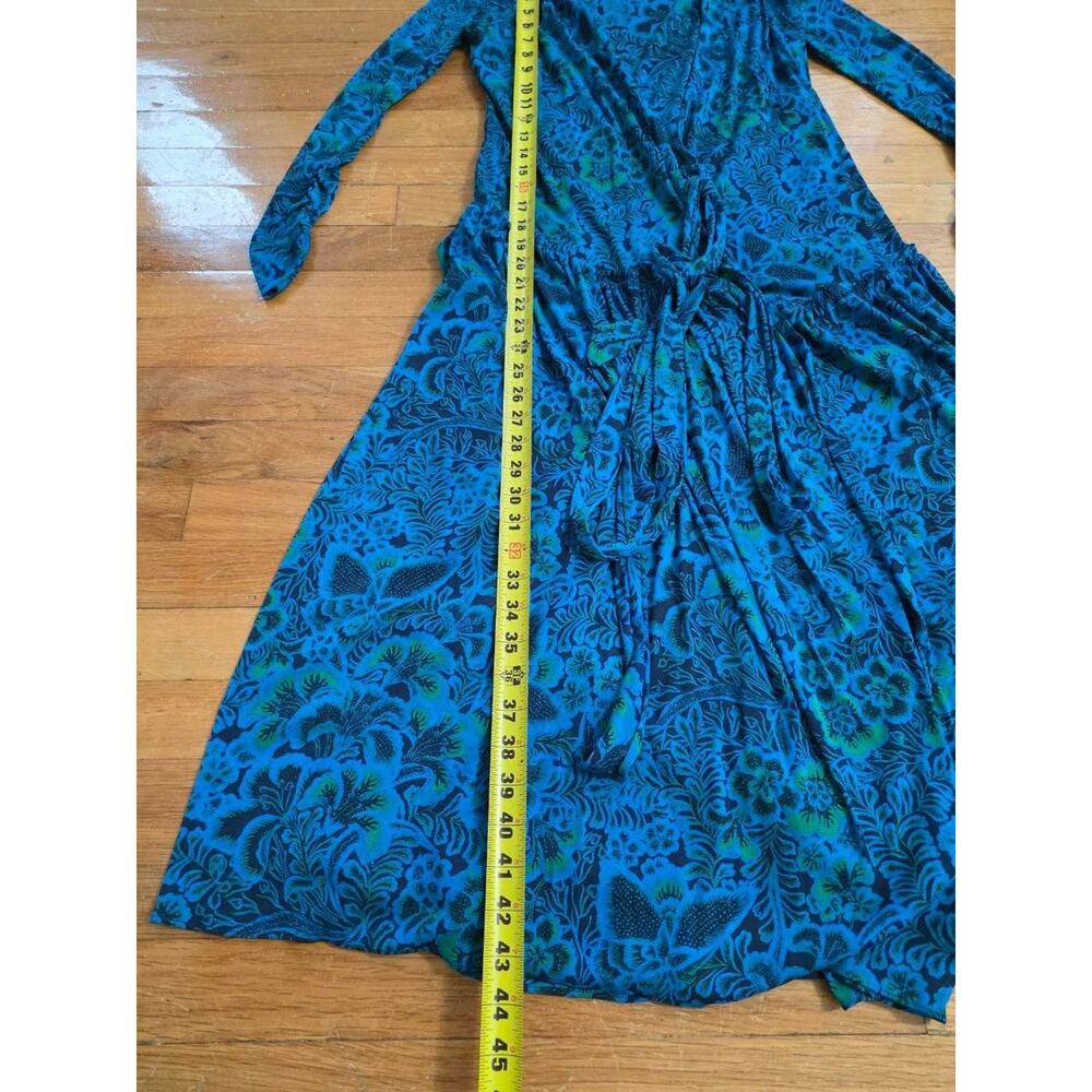 Diane von Furstenberg - Blue & Green Floral & Leaf Print Wrap Dress Sz S A001551 - Picture 5 of 10
